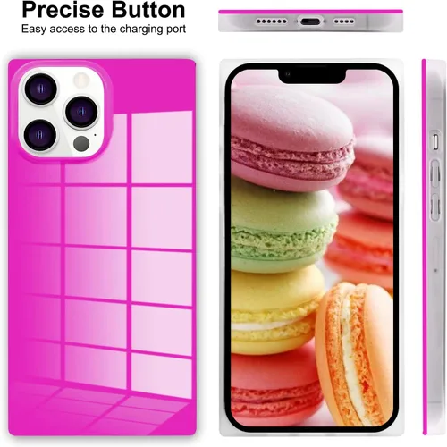 Miniatura 2 de Funda rectangular compatible con iPhone 15 Neon para mujer, diseño de lujo de fluorescencia brillante, flexible, suave, delgada, de gel de goma TPU