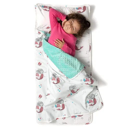 Miniatura 24 de JumpOff Jo Colchoneta de siesta extra larga para niños - Cómoda colchoneta de descanso para niños con almohada extraíble y manta ultra suave