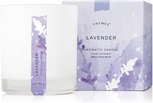 Thymes Vela aromática en tarro - Vela perfumada de lavanda para una fragancia casera relajante - Velas blancas mates (7.5 oz)