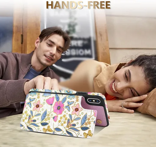 Miniatura 5 de NNH Funda tipo cartera compatible con iPhone Xs Max con bloqueo RFID, ranuras para tarjetas, folio de piel sintética, función atril, doble cierre