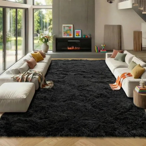 Miniatura 115 de ONASAR - Alfombra de pasillo negra de 2 x 6 pies, esponjosa, lavable, ultrasuave, afelpada, peluda, tapete para bebés, dormitorio de niños, armario