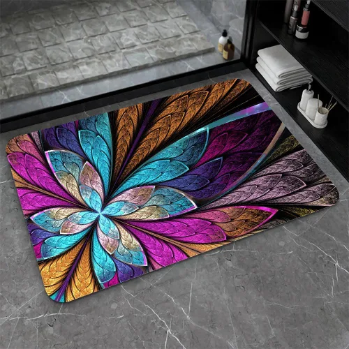 Miniatura 17 de Tapete de baño de tierra de diatomeas, arte abstracto, sol dorado, antideslizante, volumen súper absorbente, de secado rápido para baño, cocina