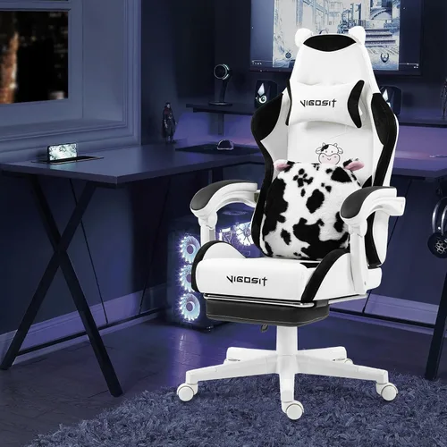 Miniatura 9 de Vigosit Silla de Gaming con Orejas de Gato de Piel Sintética PU Ergonómica Regulable Silla de Oficina para Escritorio de Computadora para Jugadores