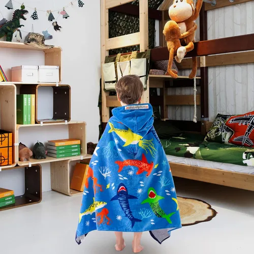 Miniatura 4 de VOOVA & MOVAS - Toalla de playa de baño con capucha, para bebés, niños y niñas de 3 a 12 años, tamaño extra grande, 50 x 30 pulgadas, algodón