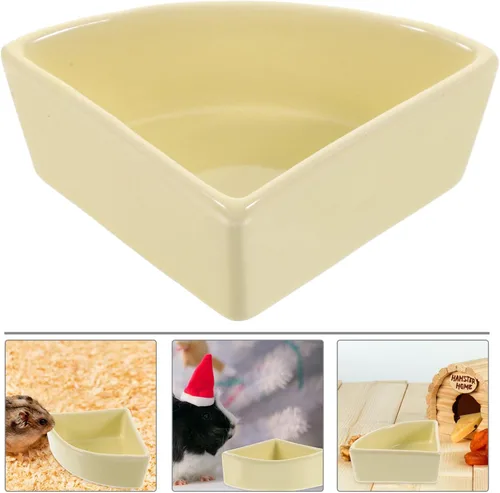 Miniatura 9 de iplusmile Cuenco de comida de cerámica para hámster, 3.03 x 3.03 x 1.37 pulgadas, comedero de agua para mascotas, fácil de limpiar, diseño sin