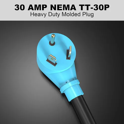 Miniatura 3 de CircleCord Cable adaptador en Y para caravana de 30 amperios a dos 30 amperios, enchufe macho NEMA TT-30P a hembra TT-30R con mango de agarre, STW