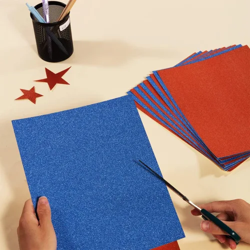 Miniatura 3 de 20 hojas de cartulina de papel grueso con purpurina en blanco para cumpleaños, suministros de fiesta de boda, tarjetas de invitación, 8.5 x 11 Azul