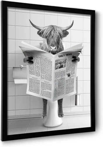 Miniatura 7 de Arte de pared enmarcado para decoración de baño, chimpancé en la bañera, arte de pared en blanco y negro, divertidos letreros de decoración de pared