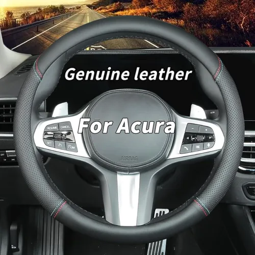 Miniatura 6 de Funda para Volante de Porsche a Medida, Funda de Volante de Cuero Genuino, Antideslizante, Transpirable, para Accesorios Porsche (Negro