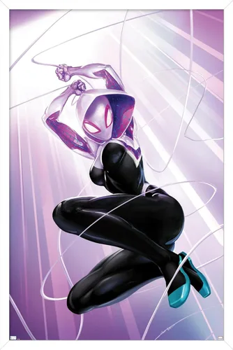 Miniatura 13 de Marvel Comics Ghost Spider - Póster de pared #1, 22.4 pulgadas de largo x 14.7 pulgadas de ancho, versión enmarcada de madera de granero