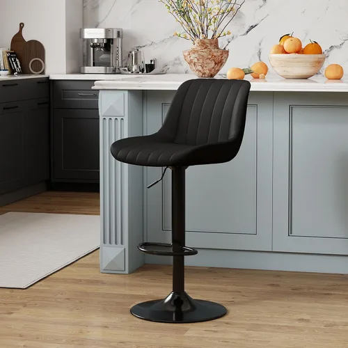 Miniatura 34 de Youhauchair - Juego de 1 taburete de bar, taburetes giratorios de altura de mostrador con respaldo, sillas de bar ajustables de piel sintética