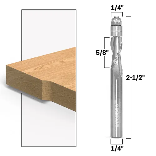 Miniatura 2 de YONICO Broca de carburo sólido para enrutador de corte empotrado en espiral de 1/4 pulgadas con corte superior de 1/4 pulgadas 14119