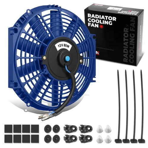 Miniatura 35 de DNA Motoring Ventilador de radiador delgado de refrigeración eléctrica de alto rendimiento de 12 pulgadas con kit de montaje, rojo, 2 piezas