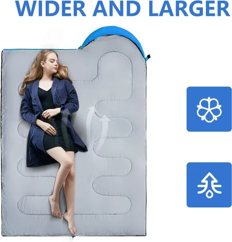 Miniatura 4 de Sacos de Dormir para Adultos, Niños y Niñas - Saco de Dormir Ligero Impermeable para Clima Cálido y Frío con Mochila Compacta, Ideal para 3-4 Azul