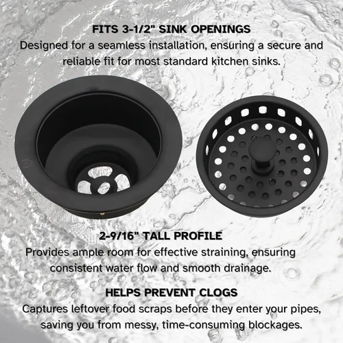 Miniatura 9 de Westbrass D214-62 - Colador grande para fregadero de cocina de 3-1/2 pulgadas, color negro mate Mate negro