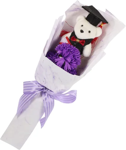 BESPORTBLE Adorable ramo de flores de oso de graduación, lindo arreglo de muñeca de oso para fiesta de graduación para graduados, decoración floral