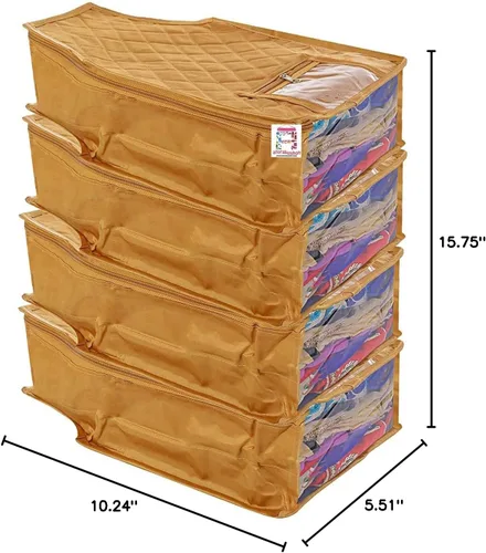 Miniatura 6 de atorakushon Juego de 4 piezas de tela de satén para blusas, bolsa de almacenamiento de ropa con ventana transparente para armario, organizadores