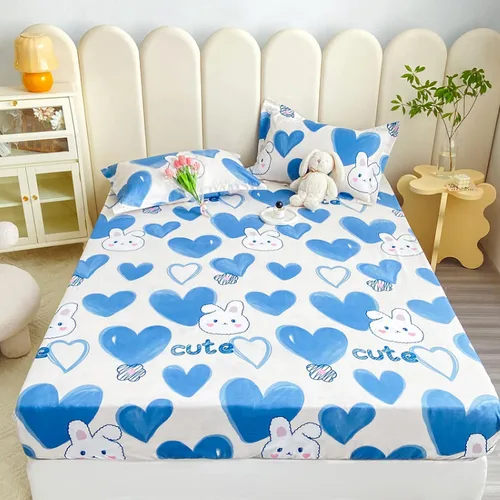 Miniatura 13 de Sábana bajera tamaño individual suave y acogedora, de algodón lavado, de algodón cepillado, para dormitorio de niños y niñas, funda de almohada