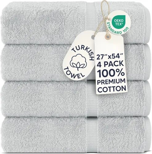 Miniatura 147 de Chakir Turkish Linens - Toallas turcas de 100% algodón, suaves y absorbentes (4 paños, color gris)