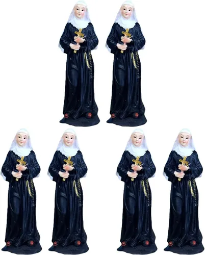 Garneck Estatua de monja Virgen Figuras católicas Estatua de oración Mini escultura católica Figuras Virgen Desltop Escultura Escritorio Rosario
