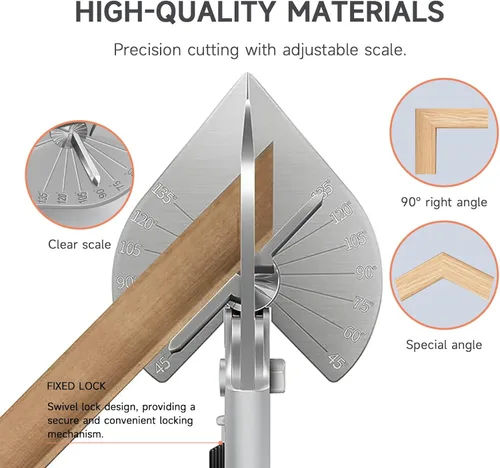 Miniatura 5 de TOWOT Tijera de corte de inglete multiángulo afilada, ajustable de 45 a 135 grados con bloqueo de seguridad, herramientas de mano para cortar