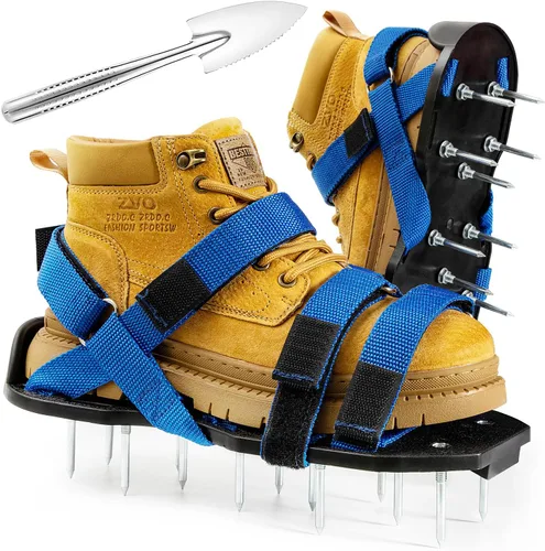 Miniatura 8 de Zapatos aireadores de césped premontados, zapatos resistentes con correas ajustables, herramientas de aireación de suelo para patio, jardín, incluye