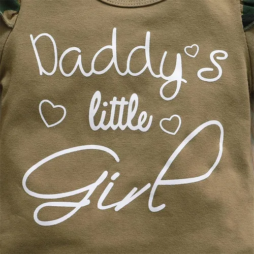 Miniatura 4 de AMAWMW Conjunto de ropa para bebé niña, mameluco con volantes para niña pequeña, pantalones de camuflaje, traje para bebé recién nacido