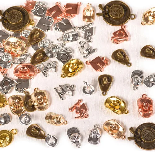Miniatura 24 de stino - Abalorios de metal para hacer joyas 100 gramos, lote de adornos tibetanos en plata y bañados en oro para hacer joyas de collar, aretes