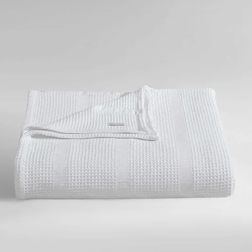 Miniatura 2 de Calvin Klein - Manta Queen, ropa de cama de algodón suave, manta de cama de peso medio (blanco, Queen)