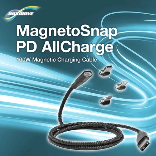 Miniatura 8 de BoxWave Cable compatible con GameSir X2 (2021) - MagnetoSnap PD AllCharge Cable (100W), imán PD 100W cable de carga USB tipo C Micro USB - Negro