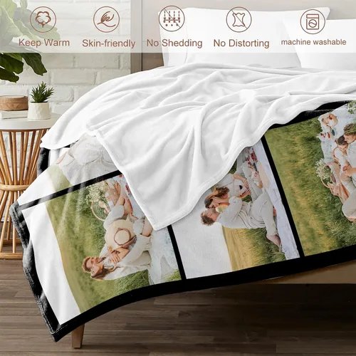 Miniatura 4 de Manta personalizada con foto, manta de collage personalizada con tu propia imagen, fabricada en Estados Unidos, regalo para ella, él, mujeres