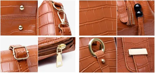 Miniatura 3 de Bolso de piel sintética para mujer, 3 unidades, con borlas