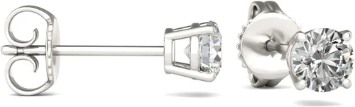 Miniatura 2 de Charles & Colvard Pendientes de tuerca de corte redondo de moissanita creada para mujer, cultivados en laboratorio, oro blanco sólido de 14 quilates