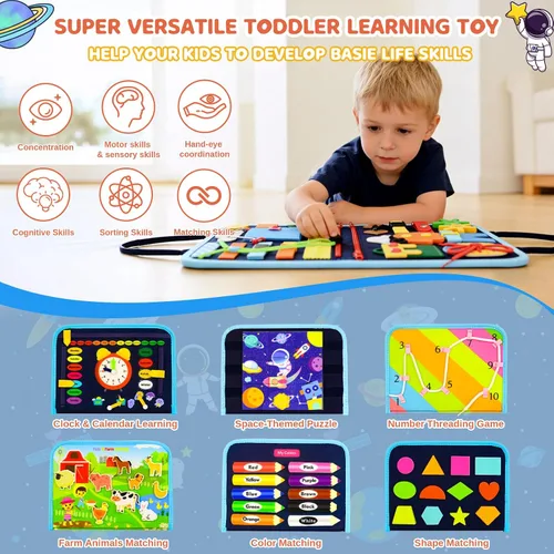 Miniatura 3 de Tablero Montessori para niños pequeños de 1 a 3 años, regalos de cumpleaños para niños, tablero educativo Montessori para libros ocupados