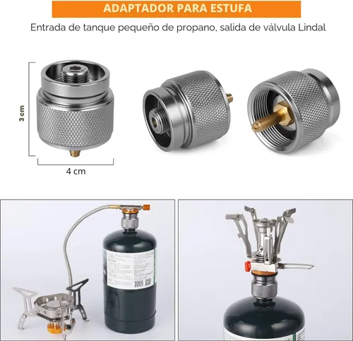 Miniatura 9 de Odoland Estufa de campamento a prueba de viento de 3500 W/6800 W, estufa de gas con adaptador de recipiente de combustible, encendido
