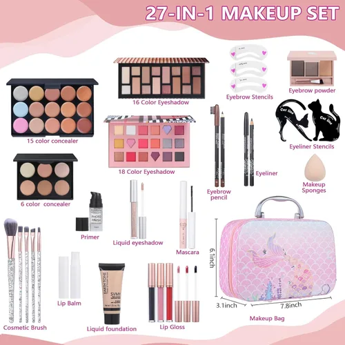Miniatura 2 de Kit de maquillaje para niñas, juego de maquillaje para adolescentes principiantes, juego de regalo de maquillaje para mujeres con caja