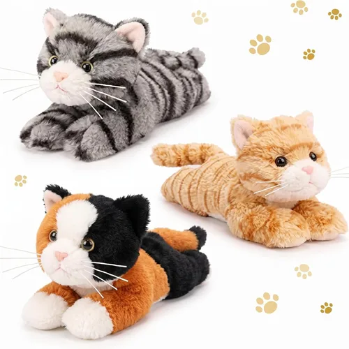 Miniatura 9 de 3 piezas de peluche de gato de 9 pulgadas, regalo para baby shower, regalos de fiesta, lindos juguetes de peluche para gatos pequeños, suministros