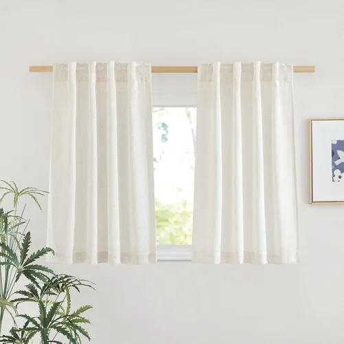 Miniatura 9 de NICETOWN Cortinas de lino semitraslúcidas para dormitorio, bolsillos para barra y pestaña trasera, tratamientos de ventana transparentes de lino