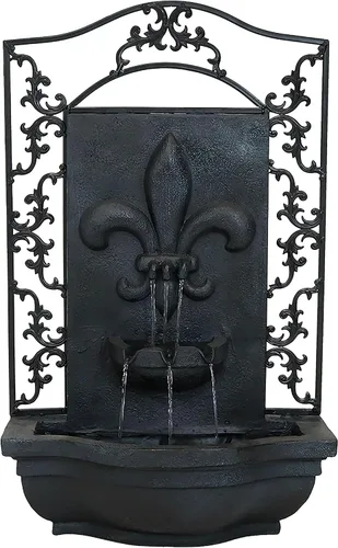 Miniatura 12 de Sunnydaze French Lily - Fuente de agua de pared Polystone de 33 pulgadas para exteriores, bomba sumergible eléctrica, acabado de piedra florentina