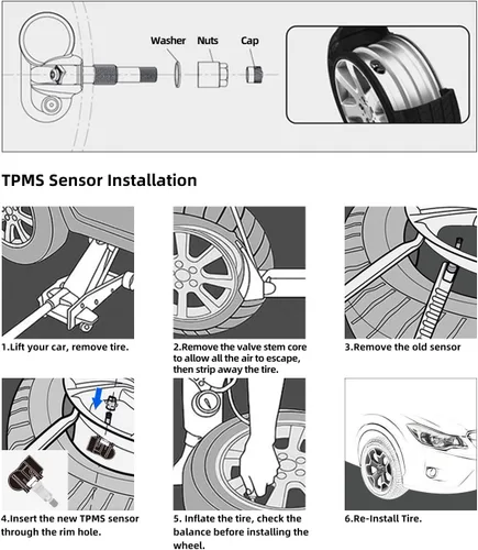 Miniatura 7 de Paquete de 4 sensores 56029527AA 433MHz de sistema de monitoreo de presión de neumáticos (TPMS) compatible con Dodge Charger Journey Grand Caravan