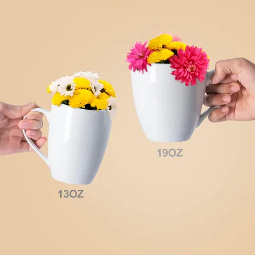 Miniatura 7 de Juego de 4 tazas de café de cerámica de 13 onzas, tazas de café blancas, tazas de té, juegos de tazas para beber en casa, oficina, restaurante