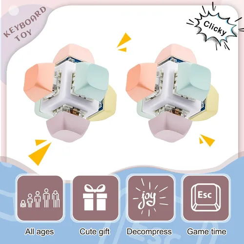 Miniatura 3 de Taiyin 2 piezas de teclado de juguete con clicker, llavero para la ansiedad, juguetes para aliviar el estrés, juguetes para aliviar el estrés, pasar