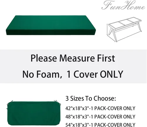 Miniatura 5 de FUNHOME Funda de cojín de banco para exteriores, 48 x 18 x 3 pulgadas, funda resistente al agua con cremallera y lazos, funda resistente a la Verde