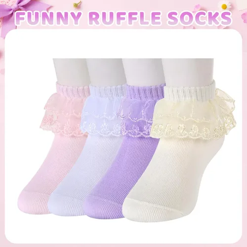 Miniatura 11 de sockfun Calcetines con volantes para bebé, calcetines de encaje con volantes para niños pequeños y niñas