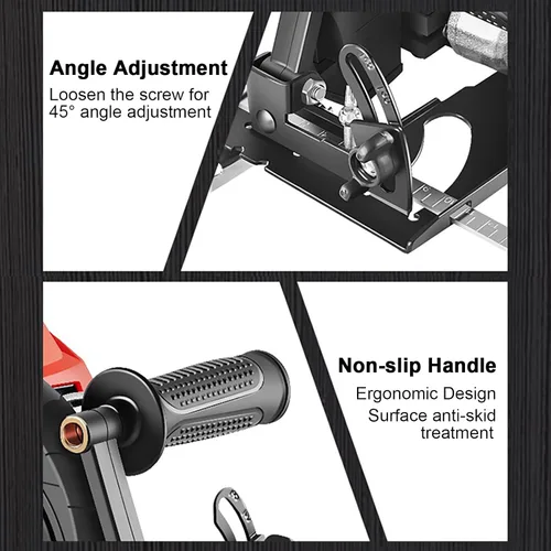 Miniatura 7 de Soporte para amoladora angular de 45 grados, ajustable, accesorios de amoladora angular para amoladora angular de 100 ~ 4.921 in, base de máquina