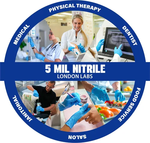 Miniatura 4 de London Labs Guantes de examen de vinilo sintético, sin polvo, sin látex, desechables, ultra fuertes, seguros para alimentos, cuidado de la salud