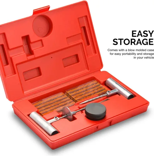 Miniatura 5 de Tooluxe 50002L - Kit de reparación universal de neumáticos de alta resistencia con enchufes, kit de reparación de neumáticos planos, ideal