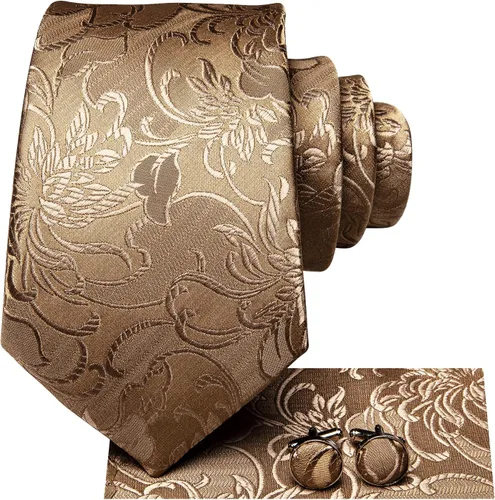 Miniatura 2 de Hi-Tie Mens Silk Paisley Necktie and Pocket Square Cufflinks Set for Wedding Business