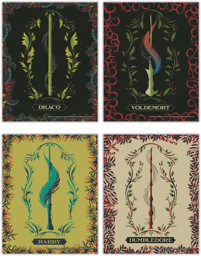 Miniatura 31 de Harry Potter - Banderas de la casa de Hogwarts - Gryffindor - Slytherin - Ravenclaw - Hufflepuff - Diseño geométrico - Juego de cuatro arte de pared