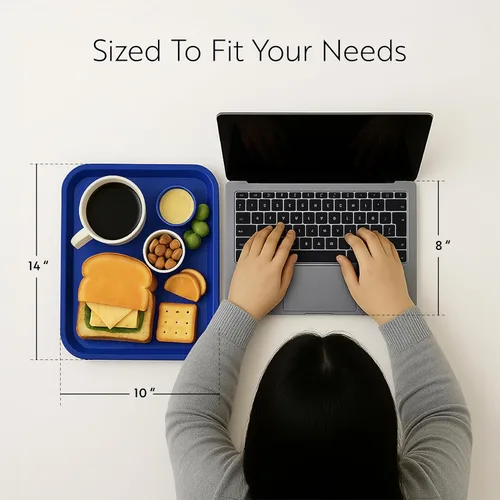 Miniatura 2 de Restaurantware RW Base - Bandejas de comida rápida de 10 x 14 pulgadas, 10 bandejas resistentes para cafetería, bandejas de plástico azul ligeras